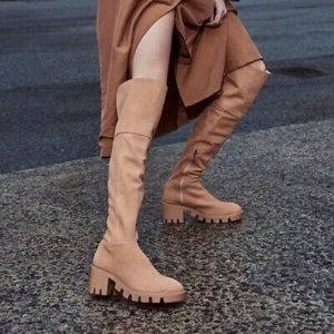 New without Box  SCHUTZ VIOLETA OVER THE KNEE HONEY BEIGE BOOTS SZ 6B 7.5B 8B